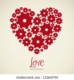 Illustration of a heart made with gears, vector illustration