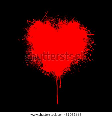 illustration of heart made of grunge on black background