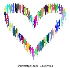 Ilustración Corazón hecho de Silhouettes vectoriales 
