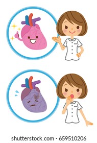 Illustration of heart and nurse.