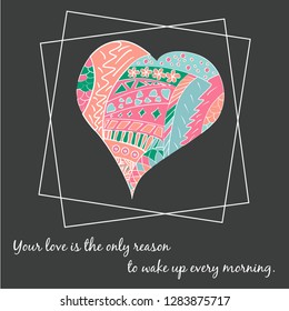 Illustration of heart pattern. Valentine's day greeting card