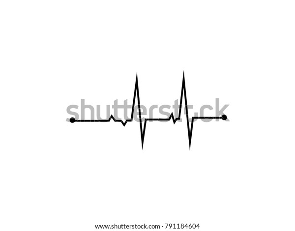 Illustration Heart Rhythm Heart Wave Black Stock Vector Royalty Free