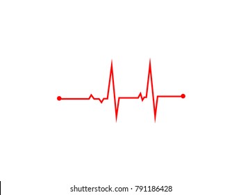  Illustration Of Heart Rhythm Or Heart Wave, Red Electrocardiogram Or Cardiogram Lines Of Heart On White Background Using For Healthcare And Medical Concept.