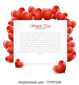 illustration of heart shape balloon around card