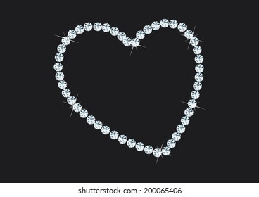 Illustration of heart shape with diamonds 