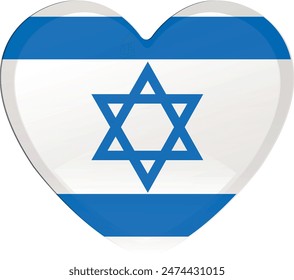 Illustration of the Heart Shape Isreal national flag