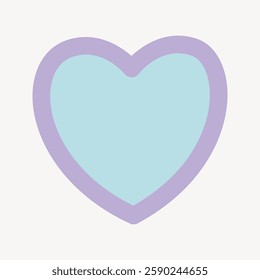 Illustration of a heart shape with a light blue center and a purple outline on a white background. Heart design with blue and purple colors, simple and modern. Frame vector with copy space.