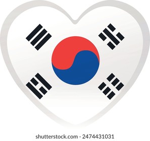Illustration of the Heart Shape South Korea national flag