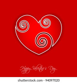 illustration of heart shape sticker on red love background
