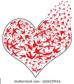 illustration with heart shape symbol formed from butterflies and birds
t shirt  woman style