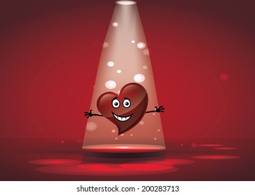Illustration of heart shape under the spotlight