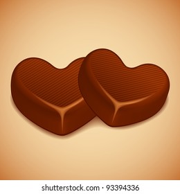 illustration of heart shaped chocolate on abstract background