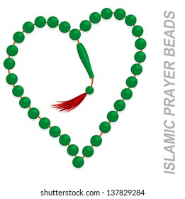 Illustration of heart shaped islamic prayer beads