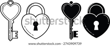 An illustration of heart shaped locks and keys in black and white, with a letter E on the bottom