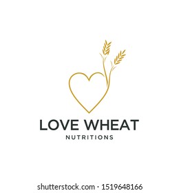 Illustration of heart sign combined with wheat stems logo design