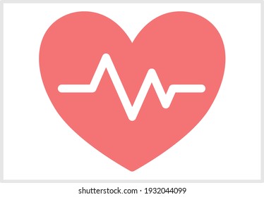 Ilustración del corazón y diseño simple del electrocardiograma