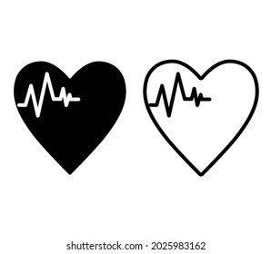Illustration of heart and simple design of the electrocardiogram. Flat cartoon illustration.