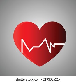 Illustration of heart and simple design of the electrocardiogram, Heartbeat line. Pulse Cardio symbol. Healthy and Medical concept. Vector illustration