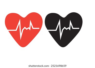 Ilustración del corazón y diseño simple del electrocardiograma