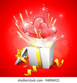 illustration of heart with sparks coming out of gift box