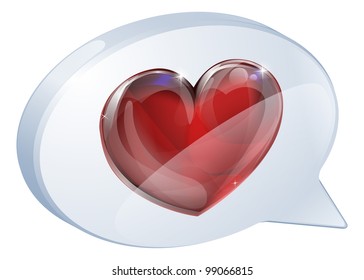 Illustration of a heart speech bubble concept icon graphic