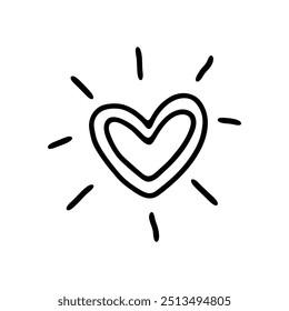 illustration of a heart surrounded by sun rays, symbolizing love and warmth.