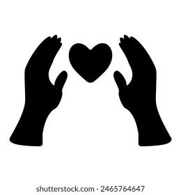 Ilustración de un corazón rodeado por dos manos a ambos lados, que indica protección social