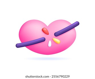 illustration of a heart symbol with a broken string. broken heart concept. love or romance problems. symbol or icon. minimalist 3d style design. element