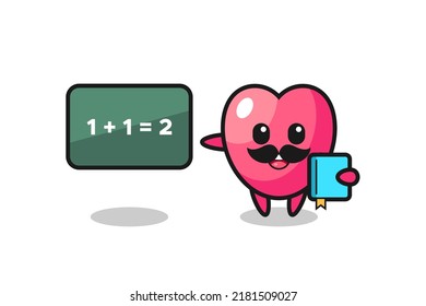 Illustration of heart symbol character as a teacher , cute style design for t shirt, sticker, logo element