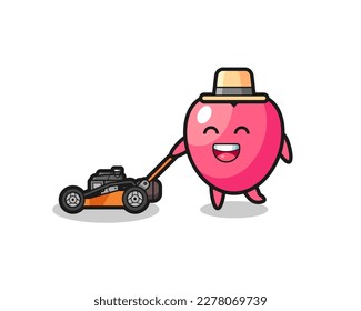illustration of the heart symbol character using lawn mower , cute style design for t shirt, sticker, logo element