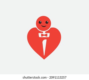 Illustration Of The Heart Symbol As A Human Silhouette. Heart Icon, Human Silhouette.