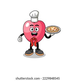 Illustration of heart symbol as an italian chef , character design