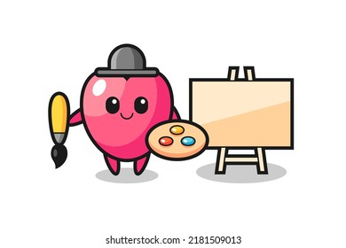 Illustration of heart symbol mascot as a painter , cute style design for t shirt, sticker, logo element