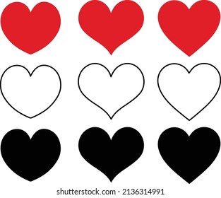 Illustration of a heart in three colors on a white background