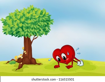 illustration of the heart and a tree in a beautiful nature