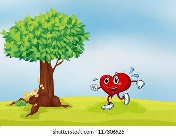 illustration of a heart and a tree in a beautiful nature