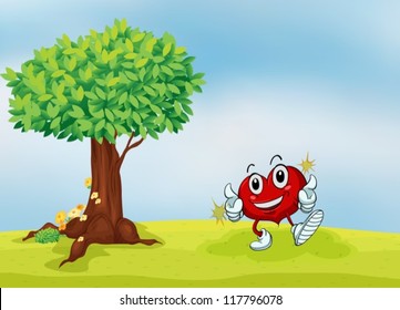 illustration of a heart and a tree in a beautiful nature