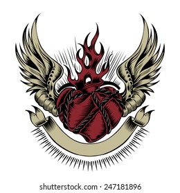 Illustration of heart with wings.