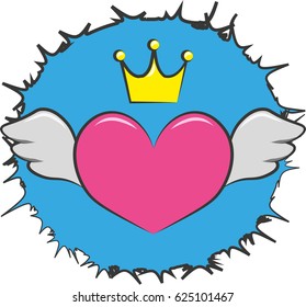 Illustration of heart with wings