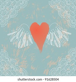 Illustration of heart with wings