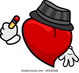 Illustration of a Heart Writing Something on the Wall