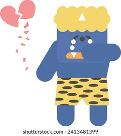 Illustration of a heartbroken blue demon