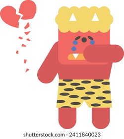 Illustration of a heartbroken red demon
