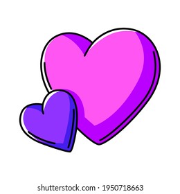 Illustration of hearts. Colorful cute cartoon icon.