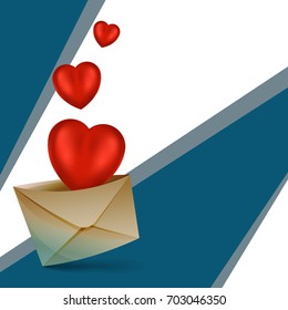 illustration of hearts with envelope