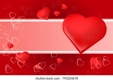 Illustration with hearts, love concept, St. Valentine's Day. Place under the text. Vector.