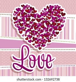 Illustration of hearts, love and friendship icons, vector illustration