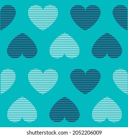 Patrón de corazones de ilustración con colores y textura de tela de fondo