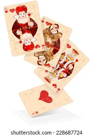 Illustration of Hearts plays cards