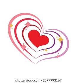illustration of hearts in purple and pink for Valentine's moments